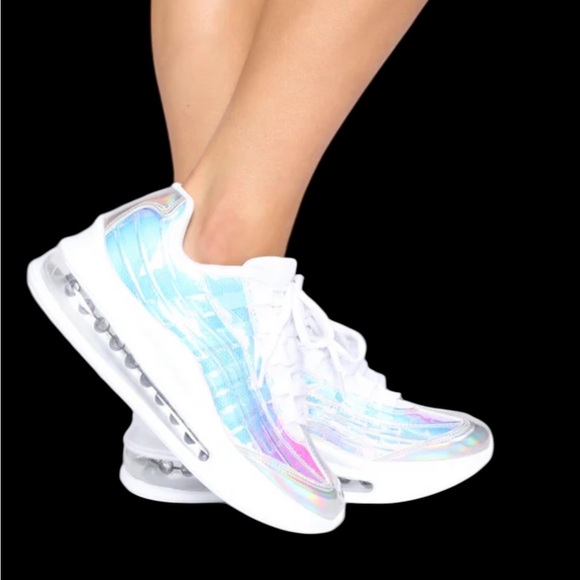 Holographic, Iridescent, White,silver, shock absorbent, Sneakers, size 7,New - Picture 14 of 14